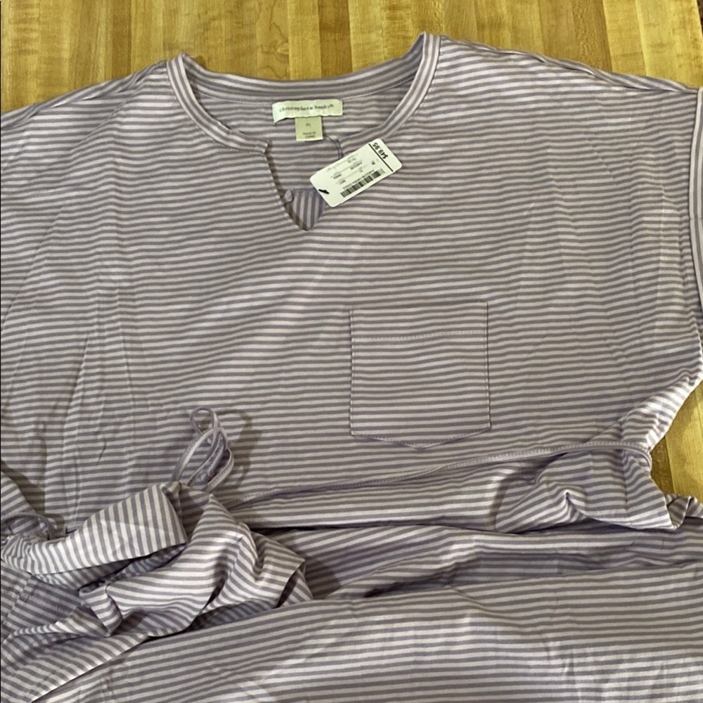 CJ Banks Purple Striped Midi Dress